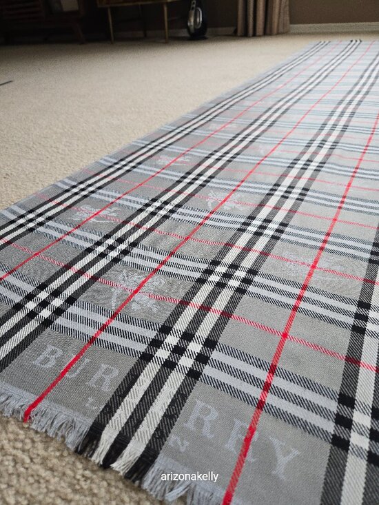 Burberry Accessories - Burberry Grey Nova Check Plaid Scarf With Jacquard Branding & Equestrian Knight